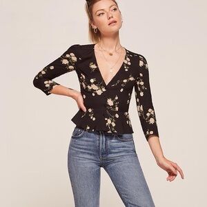 Reformation Sweetie Top Contessa Black Floral 6